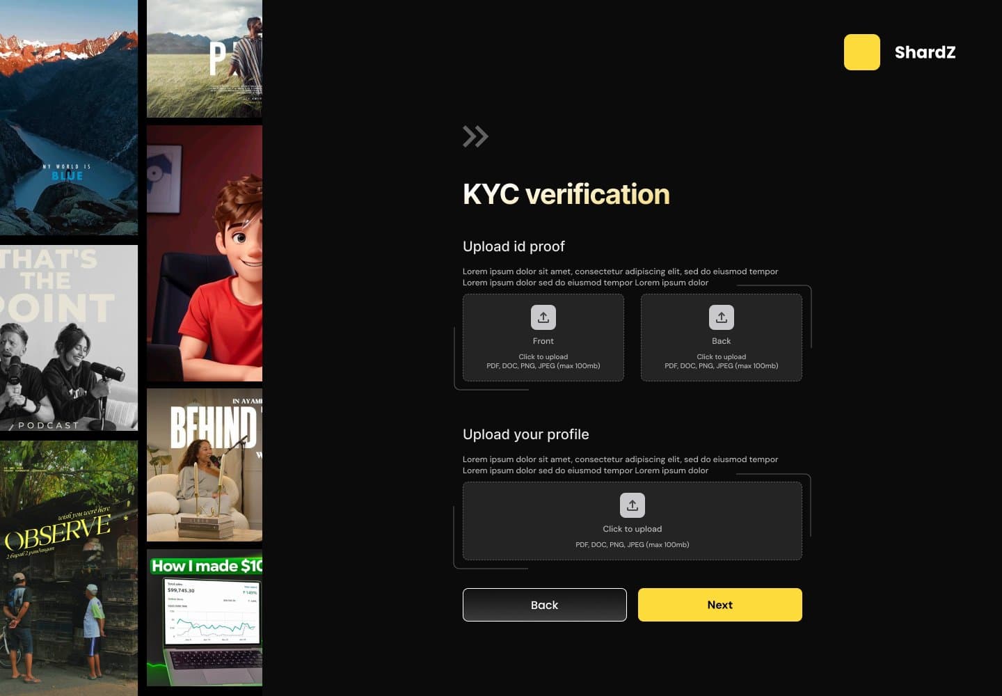 ShardZ KYC Screen